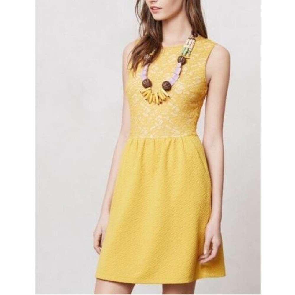 Maeve Yellow Lace Dress Women's S